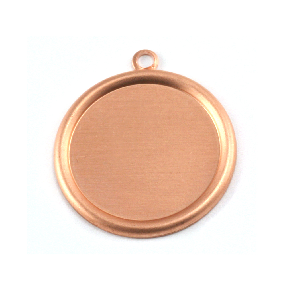 Metal Stamping Blanks Copper 7/8" (22mm) Pressed Round, Disc, Circle w/Raised Edge